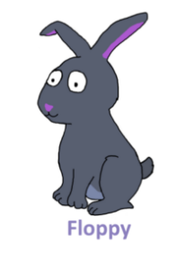 grey bunny rabbit named floppy